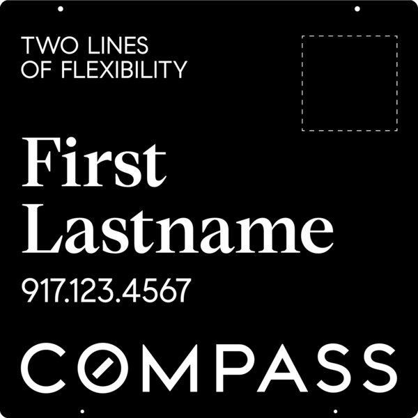 Hanging 2 Line Agent Name Sign Panel, 24h x 24w, Steel - Vertical Logo