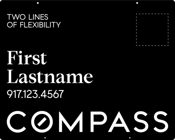 Hanging 2 Line Agent Name Sign Panel, 24h x 30w, Steel - Vertical Logo