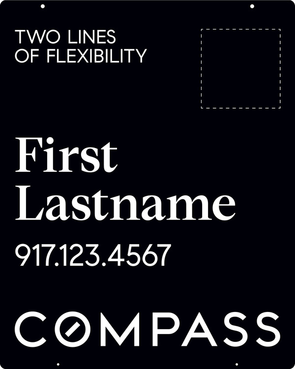 Hanging 2 Line Agent Name Sign Panel, 30h x 24w, Steel - Vertical Logo