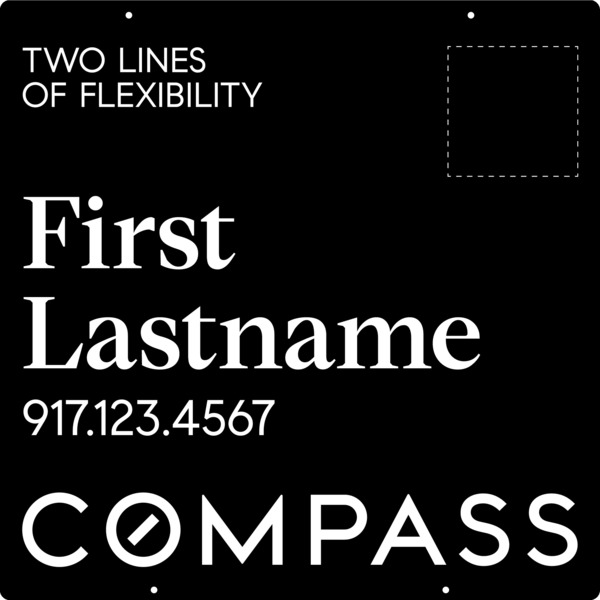 Hanging Two Line Agent Name Sign Panel, 30h x 30w, Aluminum Composite - Vertical Logo