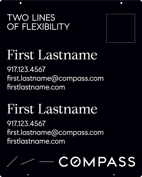 Hanging Two Agent Name Sign Panel, 30h x 24w, Steel - Vertical Logo