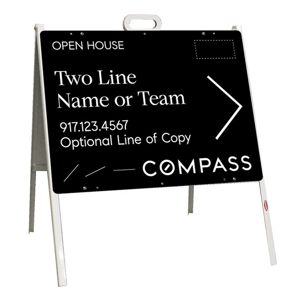 Open House A-Frame and Sign Panel Unit, 18h x 24w, Steel