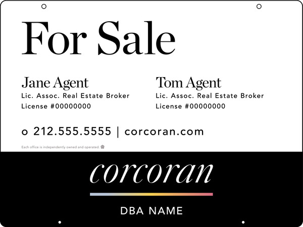 Two Agent Name Hanging Sign Panel, 18h x 24w, .063 Aluminum