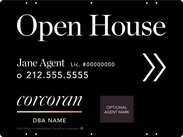 Directional Agent Open House w Logo Sign Panel, 18h x 24w, Steel