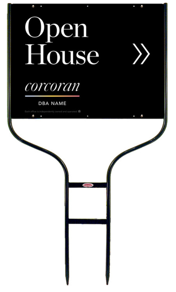 Directional Round Rod Frame and Office Open House Sign Panel Unit, 18h x 24w,Steel