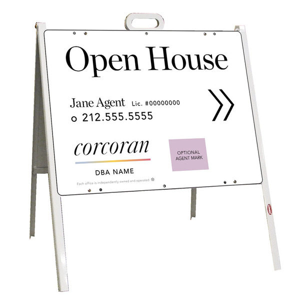 Directional Agent Open House w Logo A-Frame and Sign Panel Unit, 18h x 24w, Steel