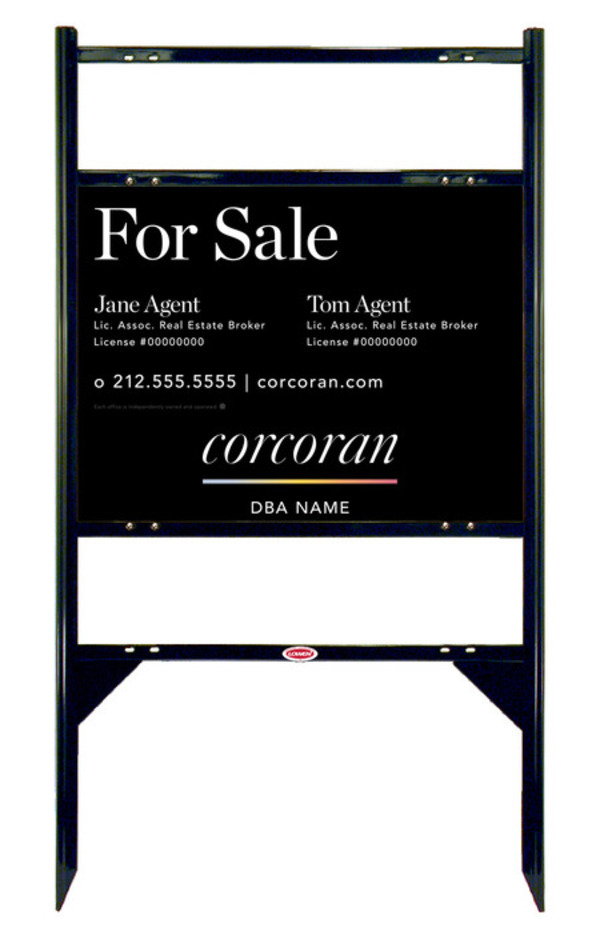 Angle Iron Frame w 2 Rider Inserts and Two Agent Name Sign Panel Unit, 18h x 24w, .040 Aluminum