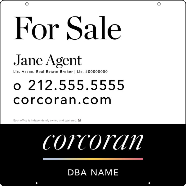 Agent Name Hanging Sign Panel, 24h x 24w, .063 Aluminum
