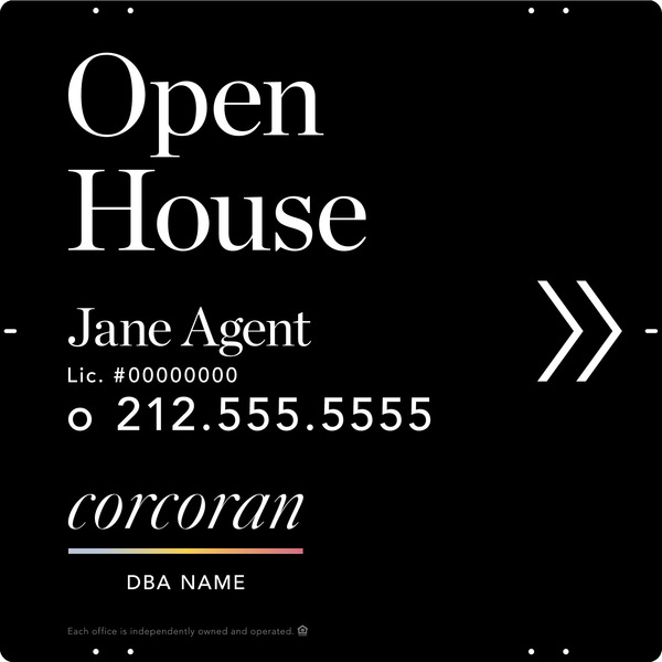 Directional Agent Open House Sign Panel, 24h x 24w, Steel