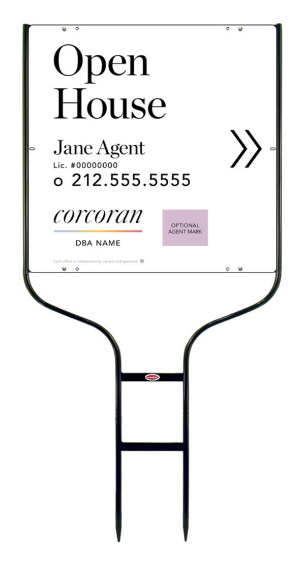 Directional Round Rod Frame and Office Open House w Team Logo Sign Panel Unit, 24h x 24w,Steel