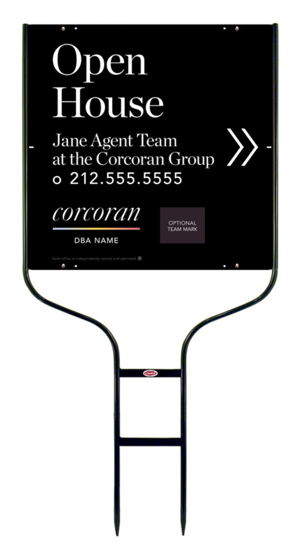 Directional Round Rod Frame and Team Name Open House w Team Logo Sign Panel Unit, 24h x 24w,Steel
