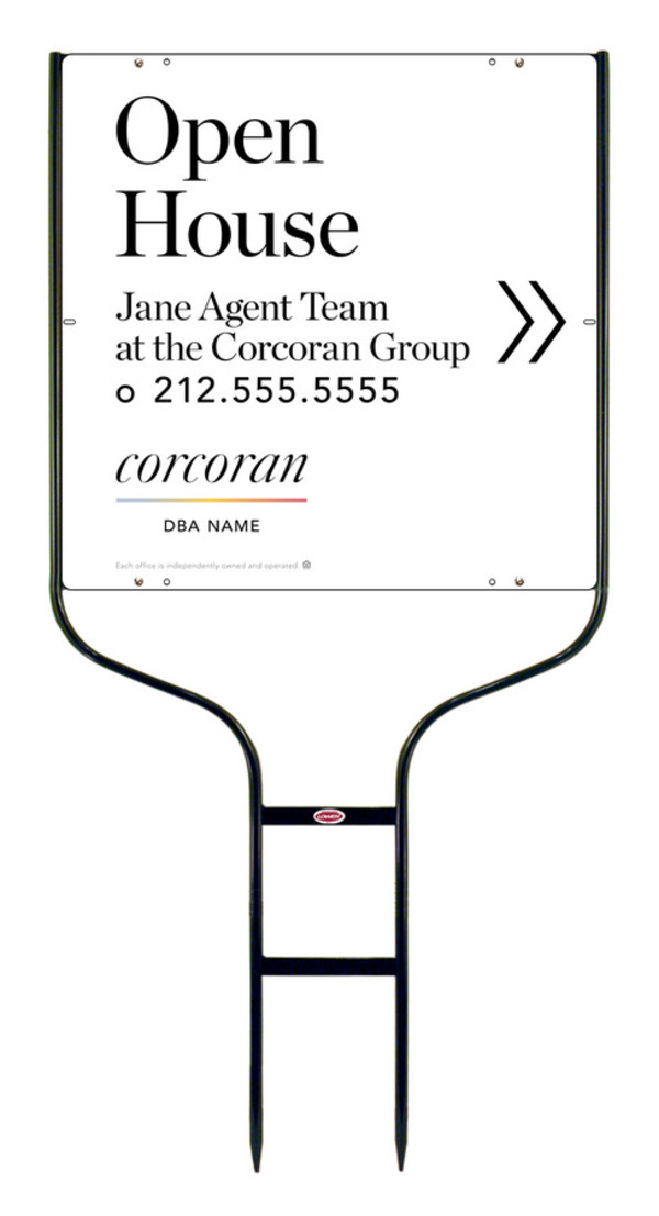 Directional Round Rod Frame and Team Name Open House Sign Panel Unit, 24h x 24w,Steel
