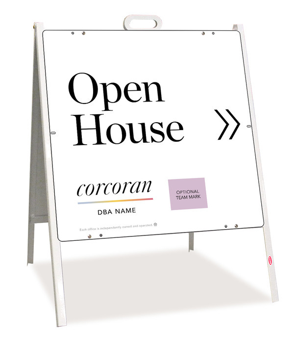 Directional Office Open House w Team Logo  A-Frame and Sign Panel Unit, 24h x 24w, Steel