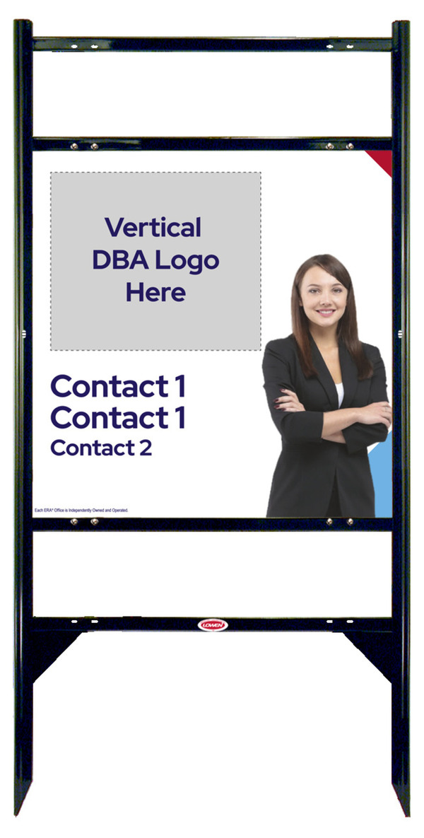 Agent Contact Info w Photo Angle Iron Frame w 2 Rider Inserts and Sign Panel Unit, 24h x 24w, Steel