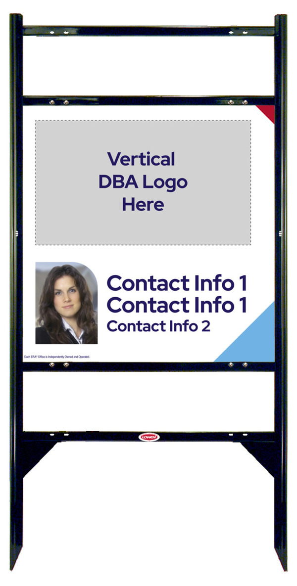 Agent Contact Info w Photo Angle Iron Frame w 2 Rider Inserts and Sign Panel Unit, 24h x 24w, Steel