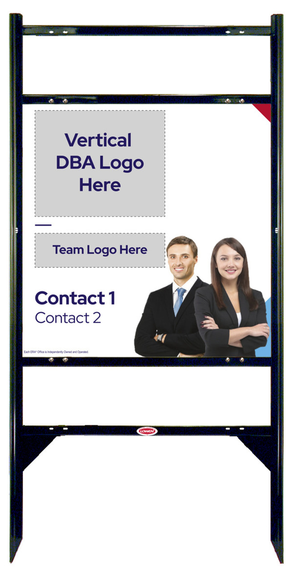 Team Logo w Photo Angle Iron Frame w 2 Rider Inserts and Sign Panel Unit, 24h x 24w, Steel