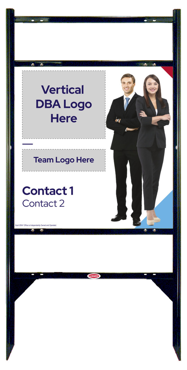 Team Logo w Photo Angle Iron Frame w 2 Rider Inserts and Sign Panel Unit, 24h x 24w, Steel