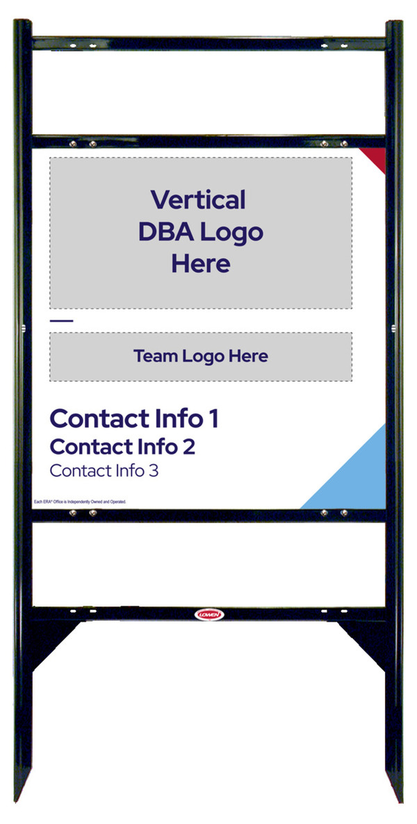 Team Logo Angle Iron Frame w 2 Rider Inserts and Sign Panel Unit, 24h x 24w, Steel