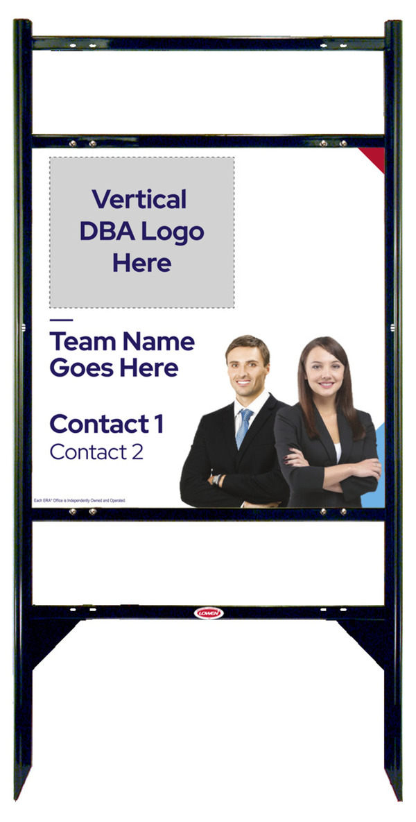 Team Name w Photo Angle Iron Frame w 2 Rider Inserts and Sign Panel Unit, 24h x 24w, Steel