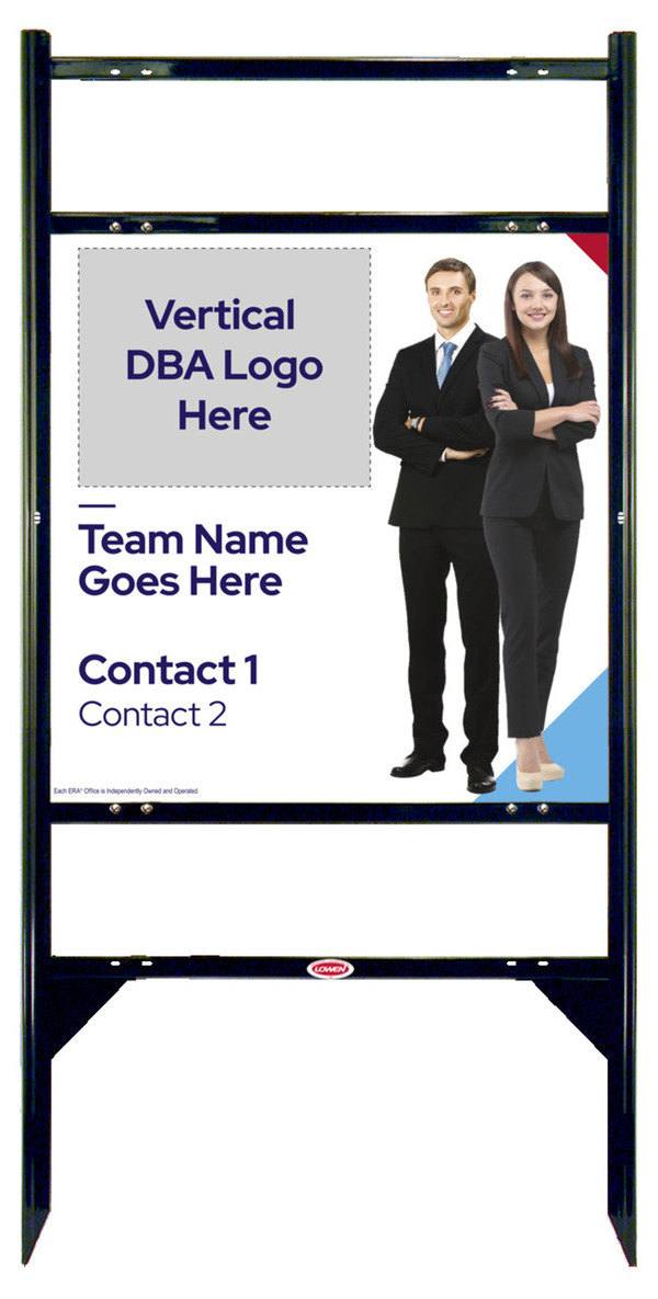 Team Name w Photo Angle Iron Frame w 2 Rider Inserts and Sign Panel Unit, 24h x 24w, Steel