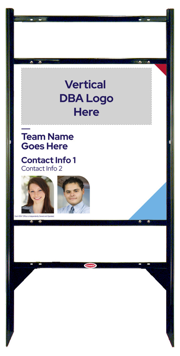 Team Name w Photos Angle Iron Frame w 2 Rider Inserts and Sign Panel Unit, 24h x 24w, Steel