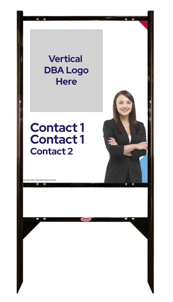 Agent Contact Info w Photo Angle Iron Frame and Sign Panel Unit, 30h x 24w, Steel