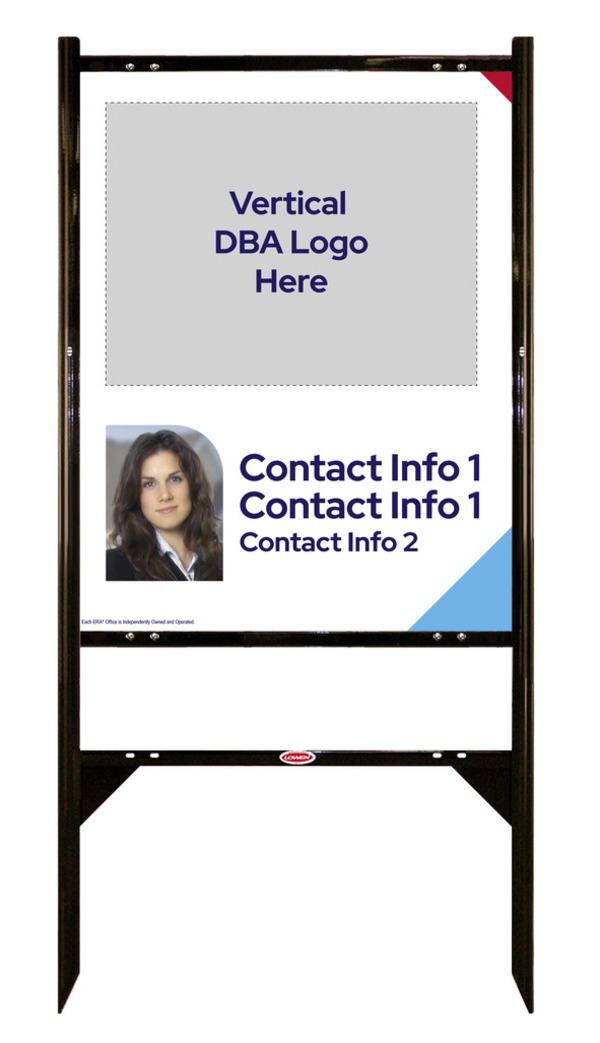 Agent Contact Info w Photo Angle Iron Frame and Sign Panel Unit, 30h x 24w, Steel
