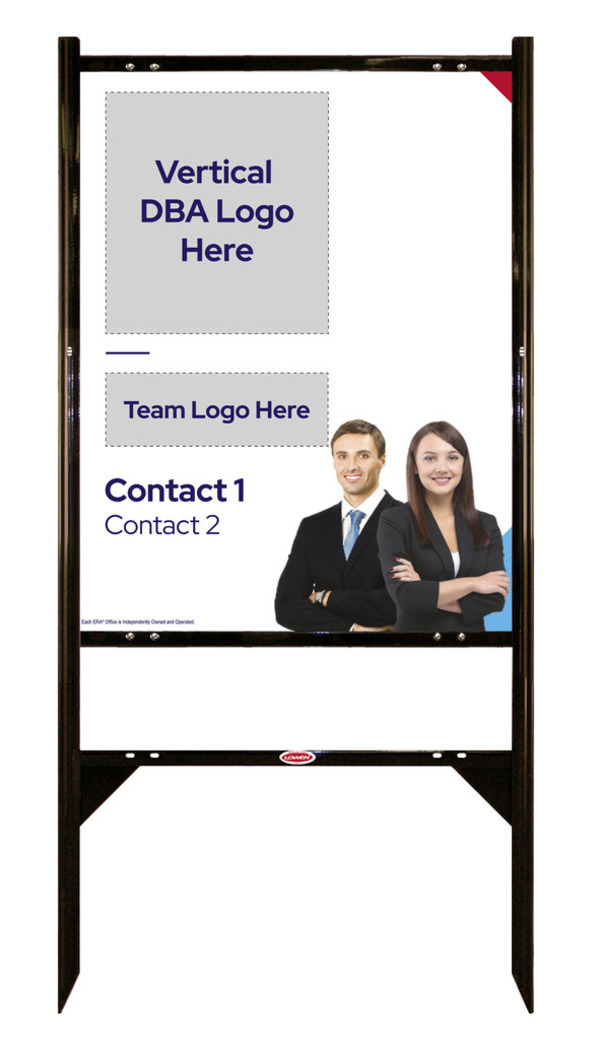 Team Logo w Photo Angle Iron Frame and Sign Panel Unit, 30h x 24w, Steel