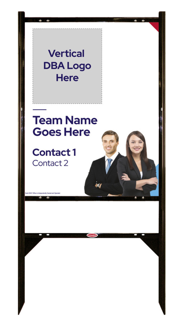 Team Name w Photo Angle Iron Frame and Sign Panel Unit, 30h x 24w, Steel