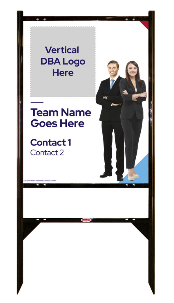 Team Name w Photo Angle Iron Frame and Sign Panel Unit, 30h x 24w, Steel