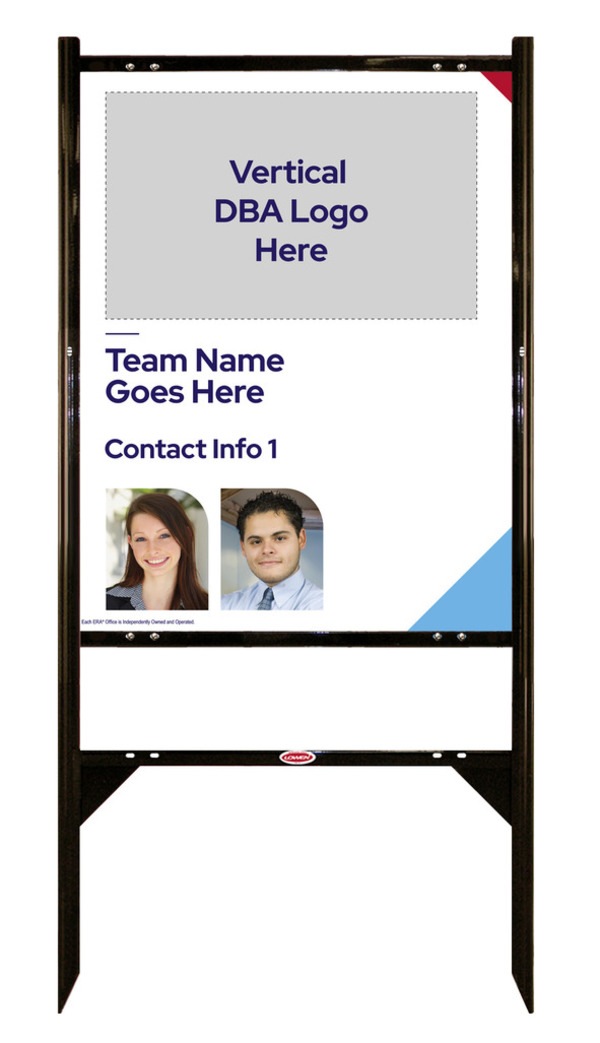 Team Name w Photos Angle Iron Frame and Sign Panel Unit, 30h x 24w, Steel