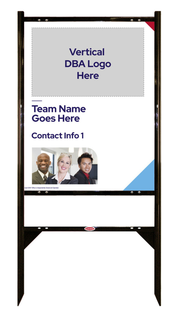 Team Name w Photo Angle Iron Frame and Sign Panel Unit, 30h x 24w, Steel