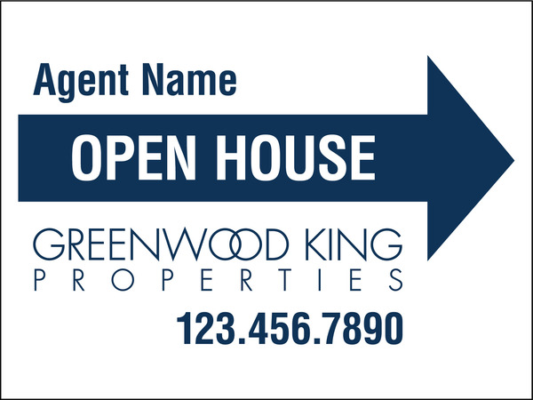 Greenwood King Open House Sign Panel, 4mm Corrugated Plastic 18h x 24w