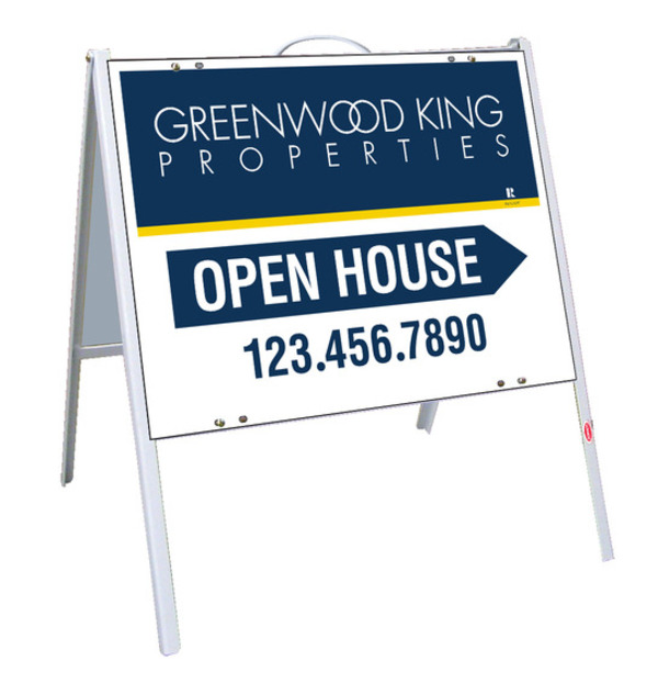 Greenwood King open house A-frame and sign panel unit, .050 polyethylene 18h x 24w