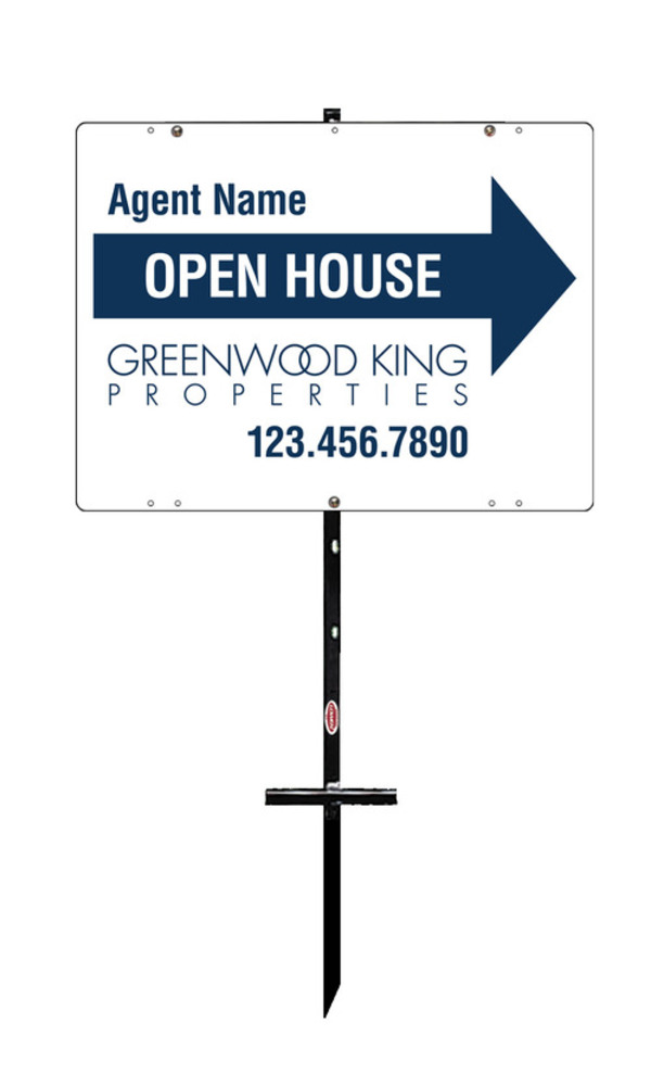 T-Stake and Directional Open House Sign Panel Unit, 18h x 24w