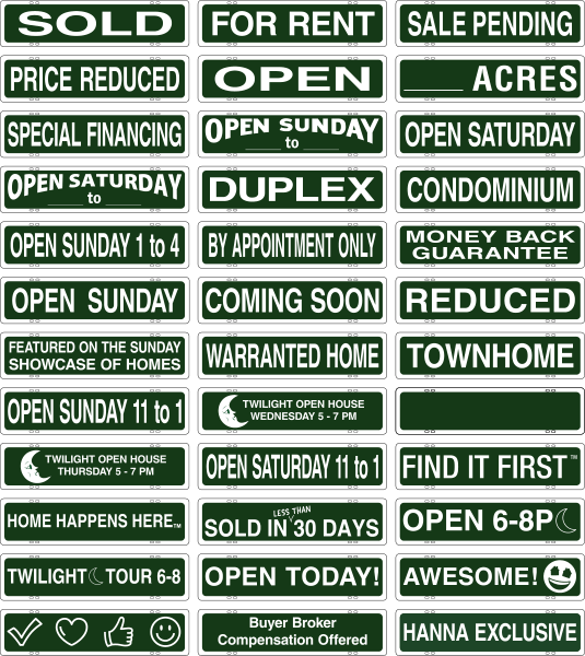 Real Estate Message Sign Rider, Steel 6h x 24w