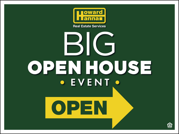 Directional Big Open House Event Sign Panel, 24h x 24w, 4mm Corrugated