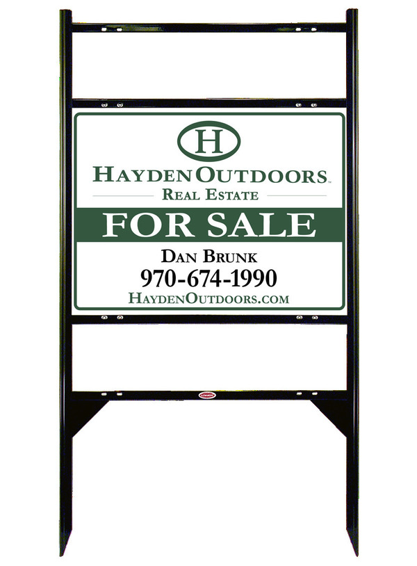 Angle Iron Frame with Two Rider Inserts and Sign Panel Unit, 18h x 24w, Black