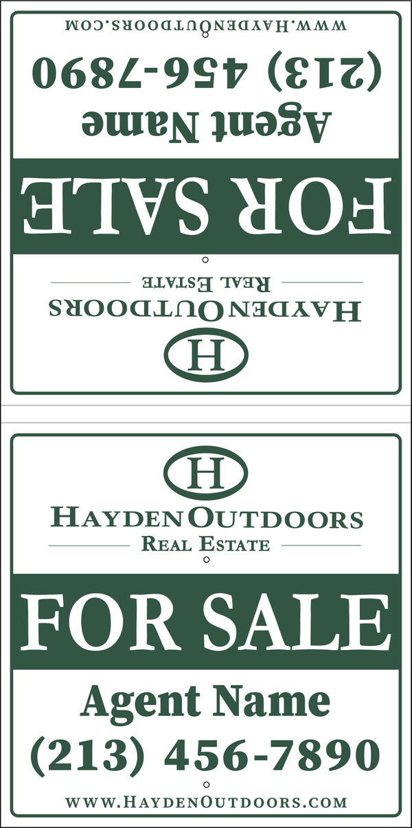 Agent Foldover Sign Panel, 48h x 24w, 4mm Corrugated Plastic