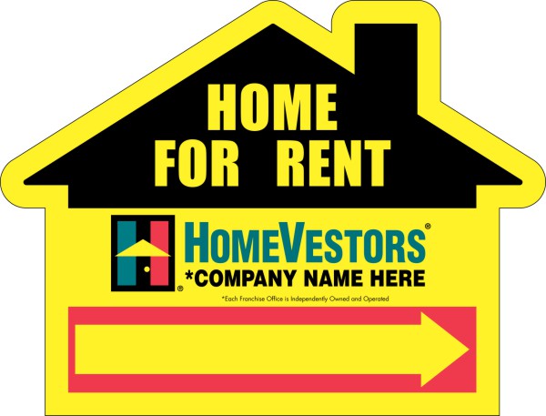 real estate house shaped home for rent sign panel, 4mm corrugated plastic 18h x 24w
