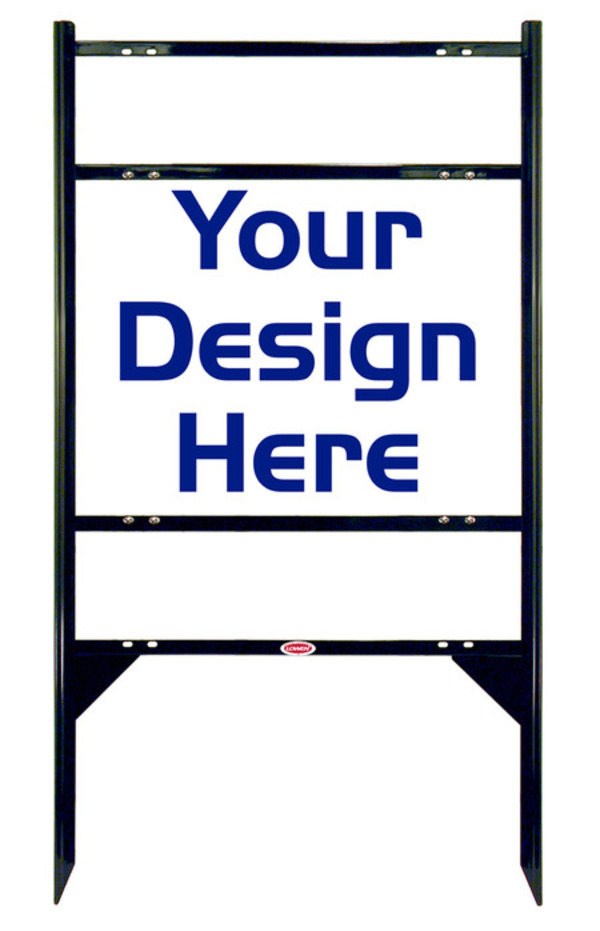 real estate angle iron frame for 2 rider inserts and sign panel unit, 24 GA steel 18h x 24w