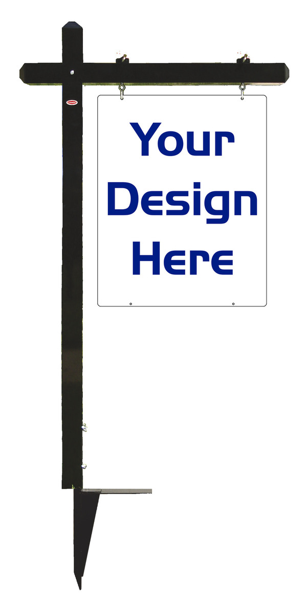 30h x 24w Black Aluminum Sign Post Unit