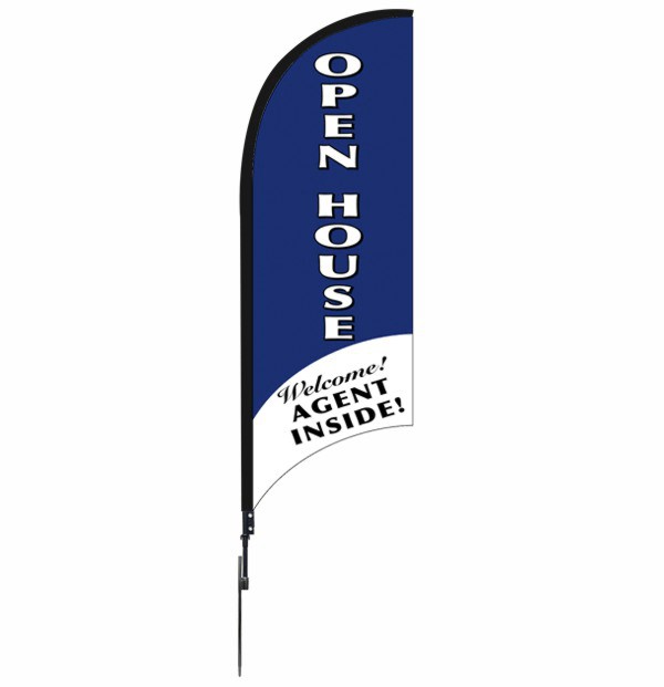 real estate open house agent inside feather flag unit, 9-foot