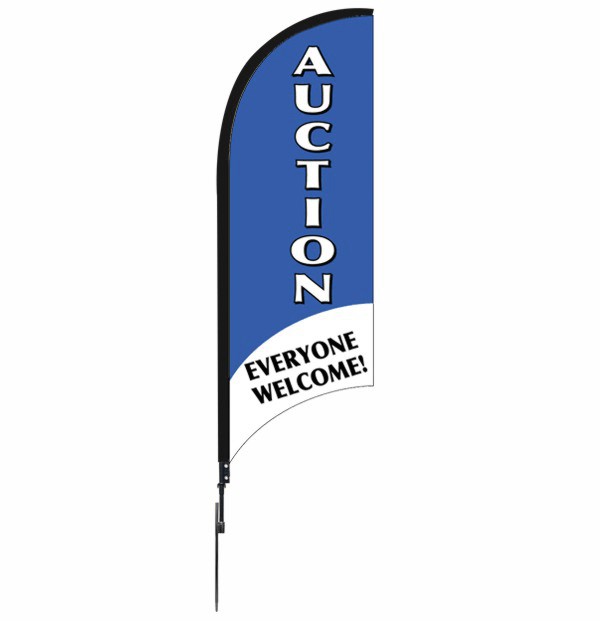 Real estate auction everyone welcome feather flag unit, 9-foot