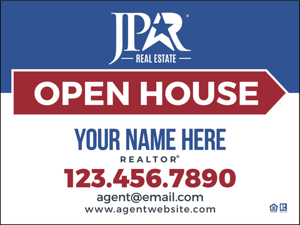 Directional Agent Open House Sign Panel, 18h x 24w, 4mm Corrugated Plastic