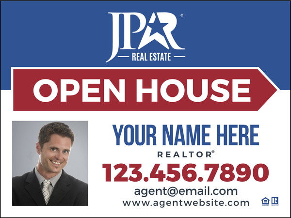 Directional Photo Open House Sign Panel, 18h x 24w, 4mm Corrugated Plastic