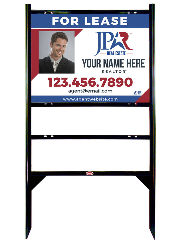 Angle Iron Frame with One Rider Insert and Agent Photo Sign Panel Unit, 18h x 24w