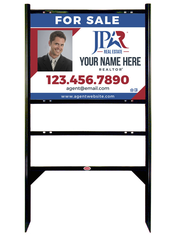 Angle Iron Frame with One Rider Insert and Agent Photo Sign Panel Unit, 18h x 24w