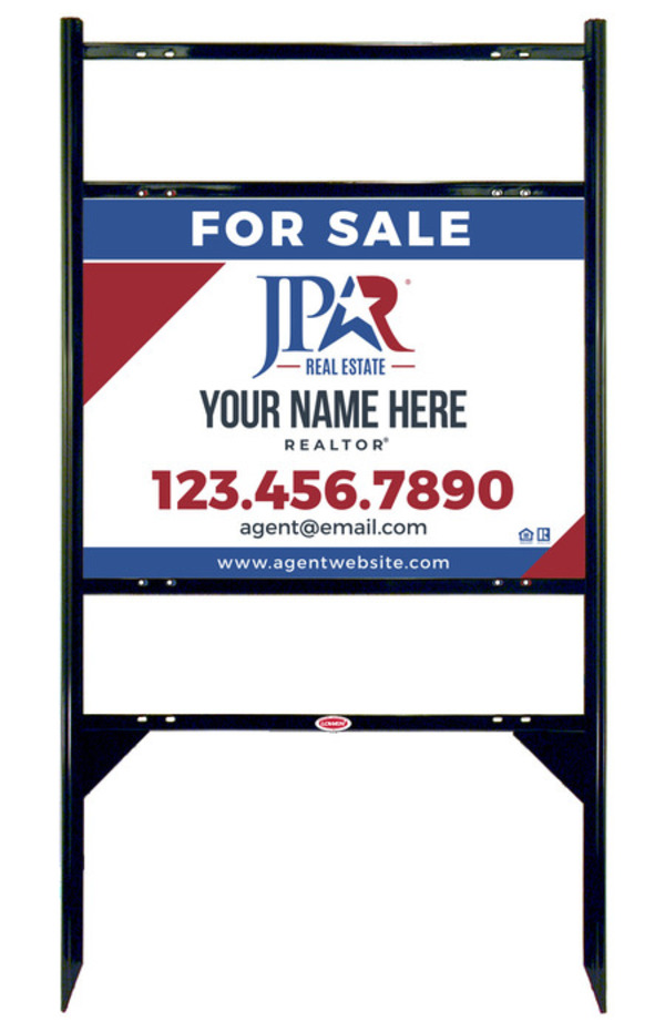 Angle Iron Frame w 2 Rider Inserts and Agent Name Sign Panel Unit, 18h x 24
