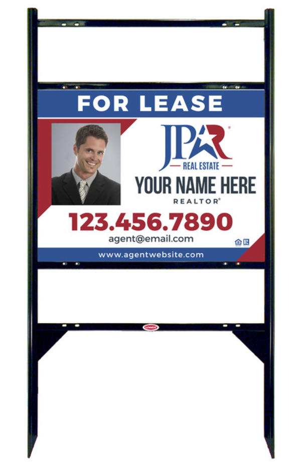 Angle Iron Frame w 2 Rider Inserts and Agent Photo Sign Panel Unit, 18h x 24